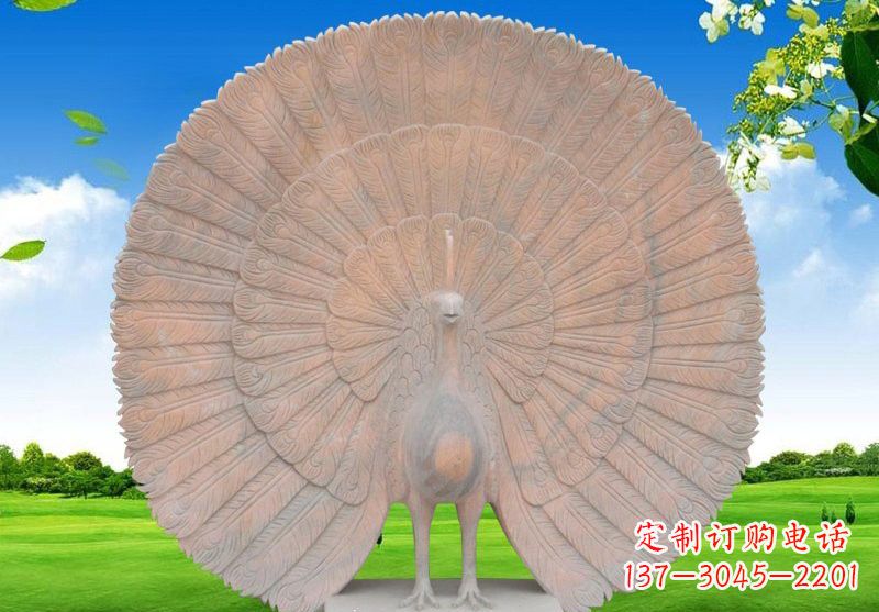 张掖晚霞红开屏孔雀雕塑