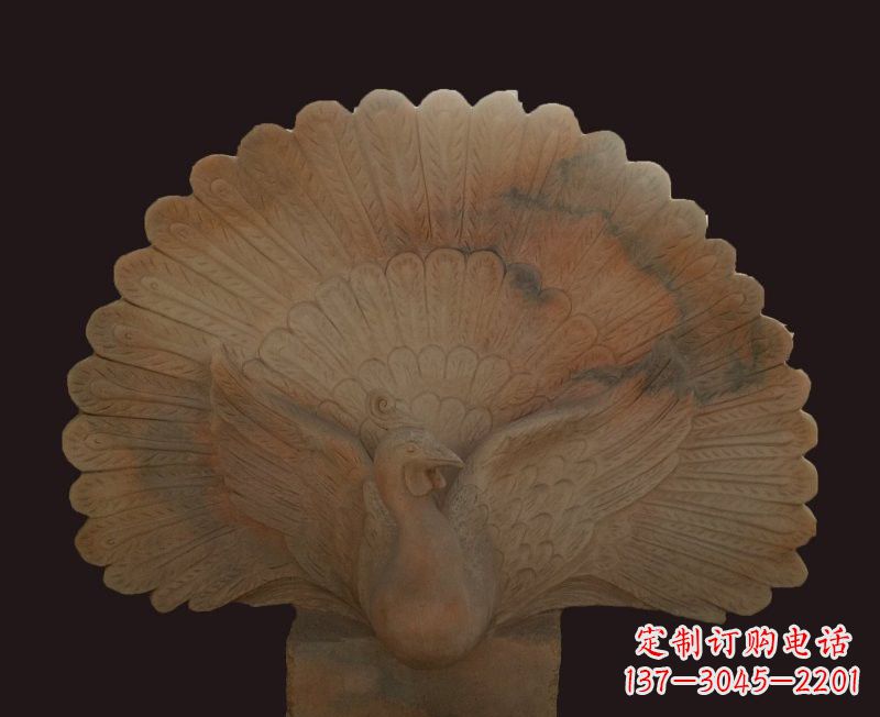 张掖晚霞红开屏孔雀石雕