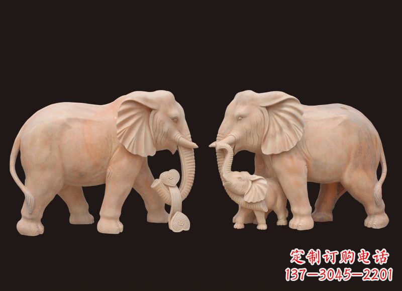张掖晚霞红母子大象雕塑