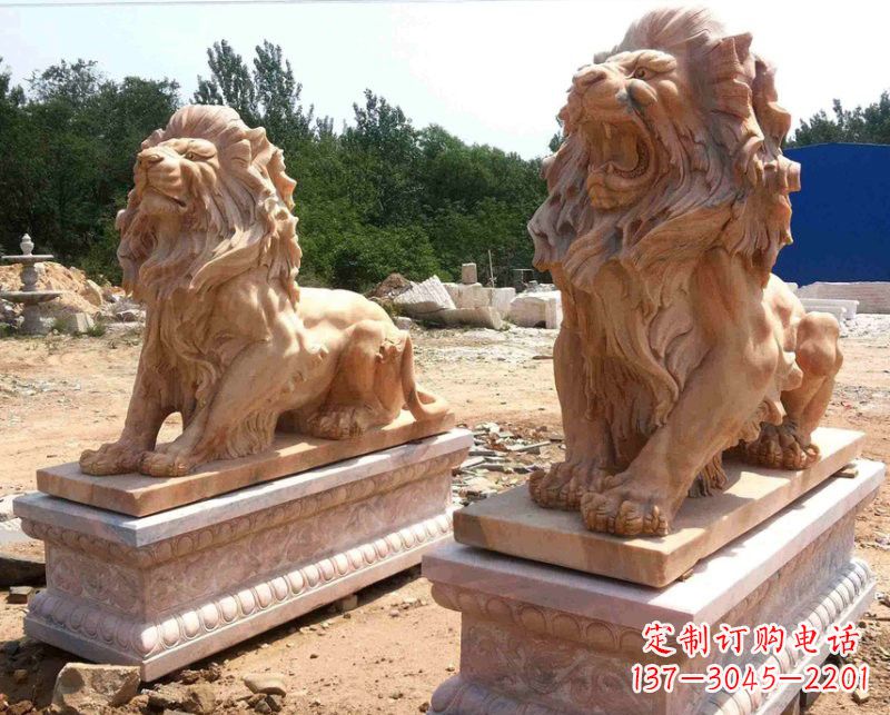 张掖晚霞红欧式狮子雕塑222