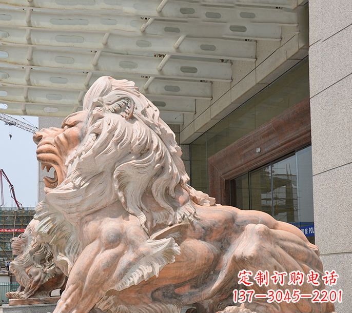 张掖晚霞红欧式狮子石雕 (3)