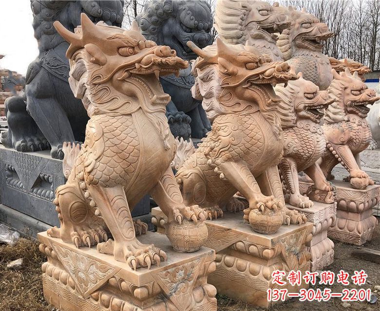 张掖晚霞红麒麟石雕 (2)
