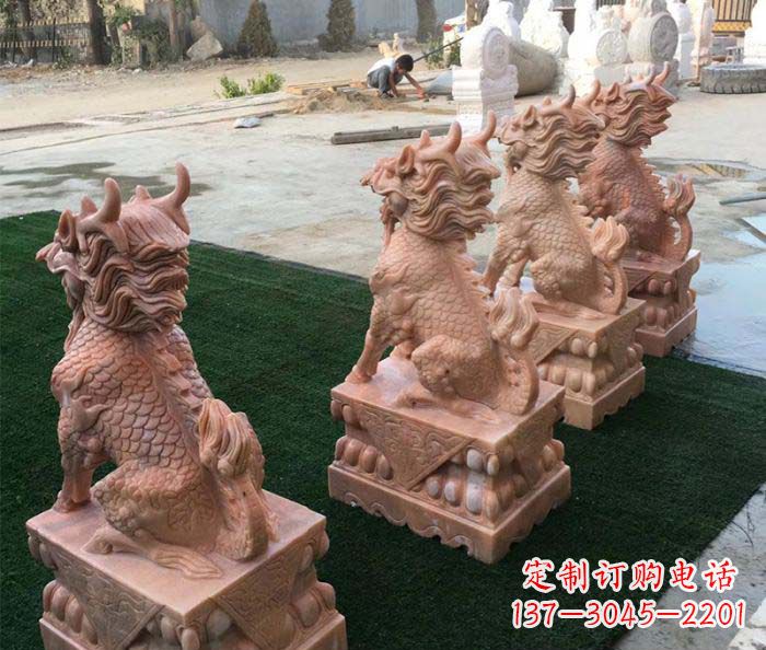 张掖晚霞红麒麟招财镇宅石雕