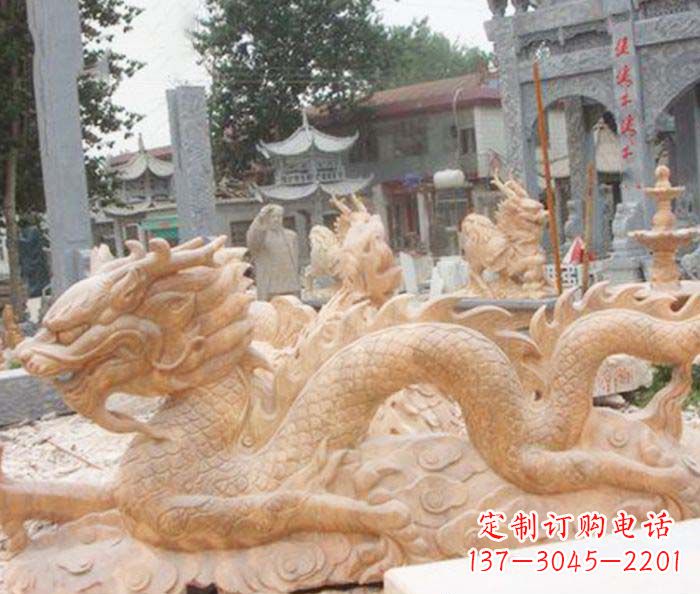 张掖晚霞红生肖龙石雕