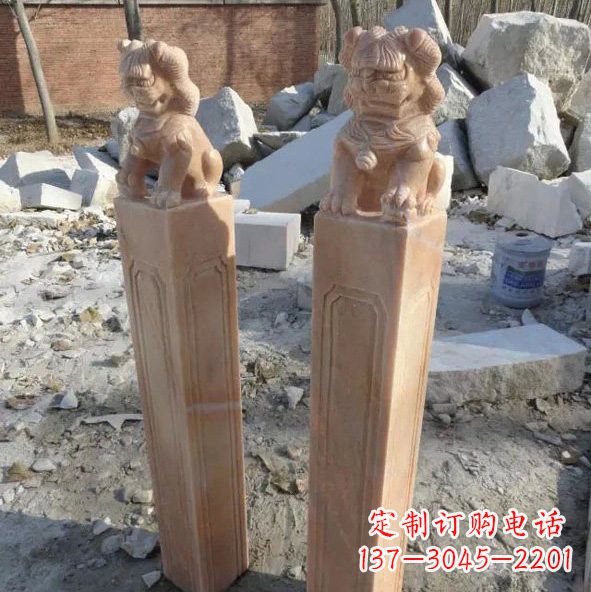 张掖晚霞红狮子拴马桩