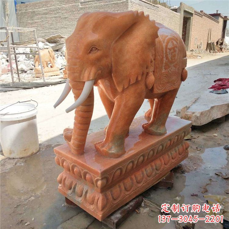 张掖晚霞红石雕大象