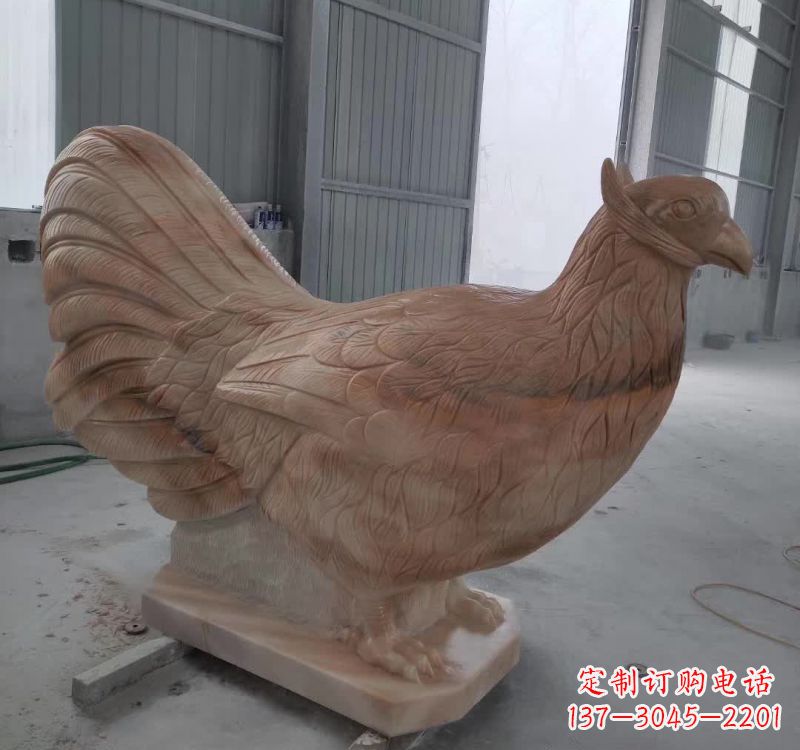 张掖晚霞红石雕母鸡