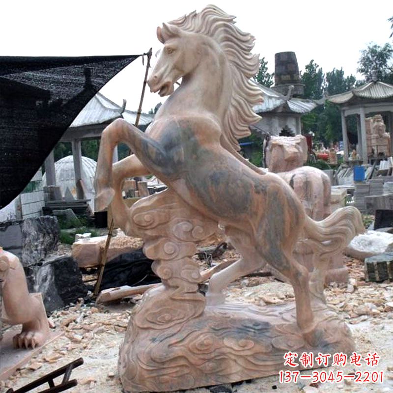 张掖晚霞红石雕马生肖动物雕塑