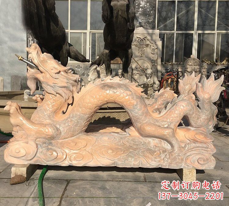 张掖晚霞红石雕喷水龙