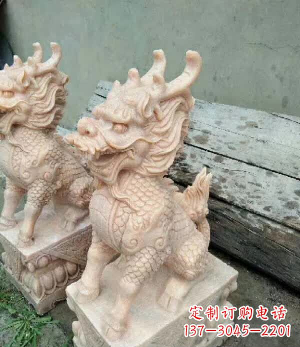 张掖晚霞红石雕麒麟