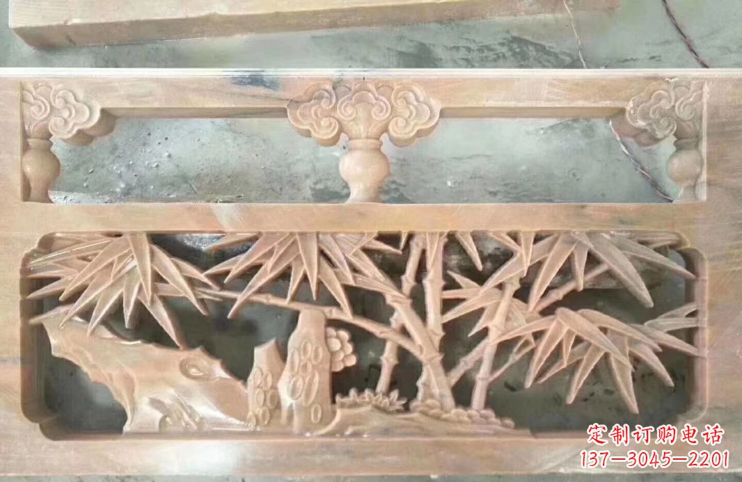 张掖晚霞红石浮雕栏板户外摆件园林景观雕塑