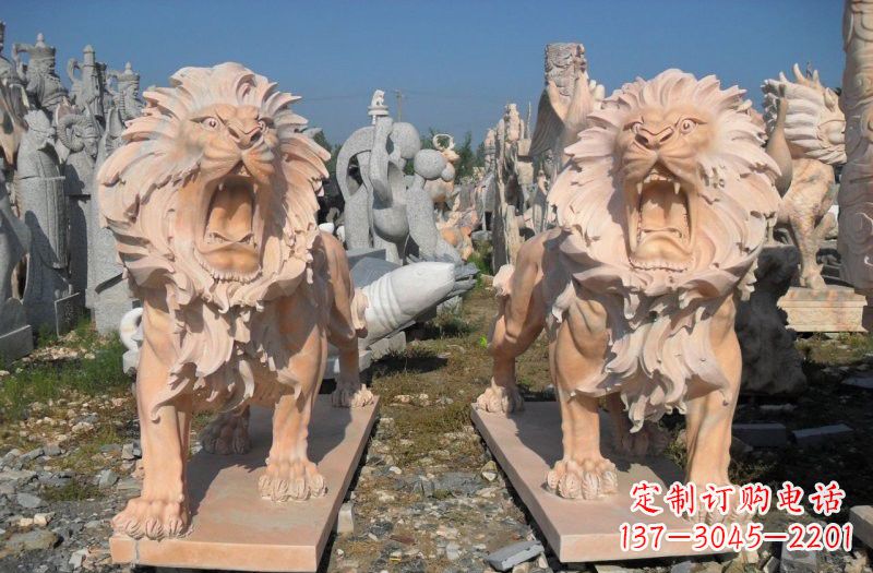 张掖晚霞红西洋狮子雕塑