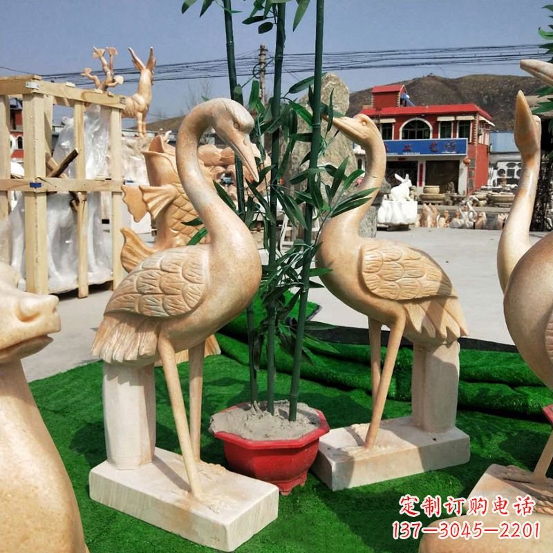 张掖晚霞红仙鹤石雕