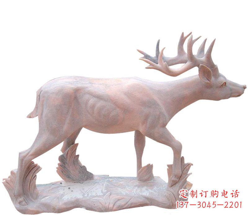 张掖晚霞红小鹿石雕
