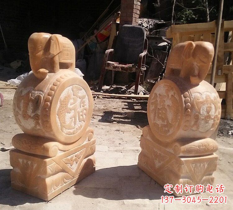 张掖晚霞红小象门墩