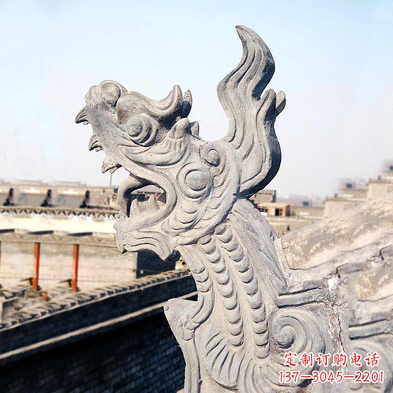 张掖屋脊鸱尾螭吻雕塑-古建装饰神兽动物雕塑
