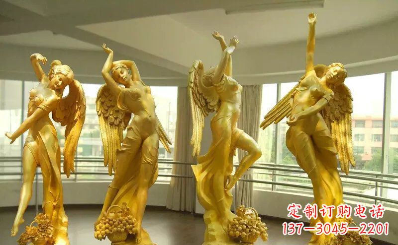 张掖舞蹈四女神玻璃钢仿铜人物雕塑
