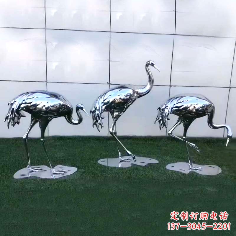 张掖仙鹤镜面不锈钢雕塑
