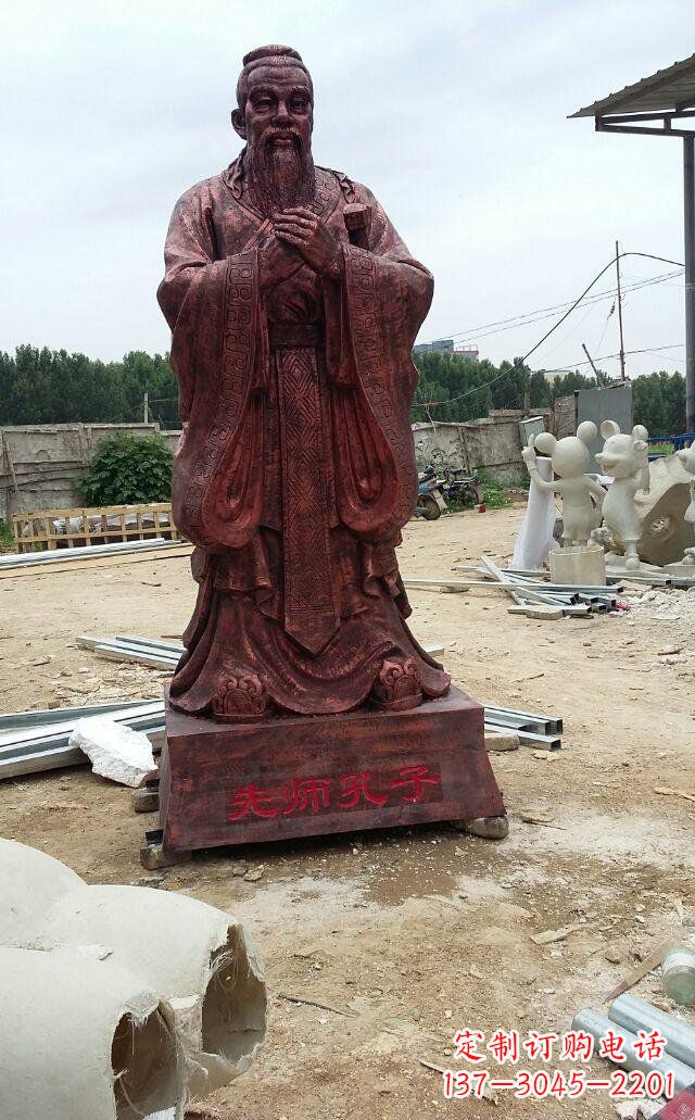 张掖先师孔子玻璃钢仿铜人物雕塑