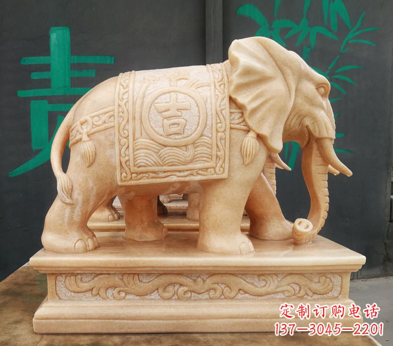 张掖现代石雕大象雕像