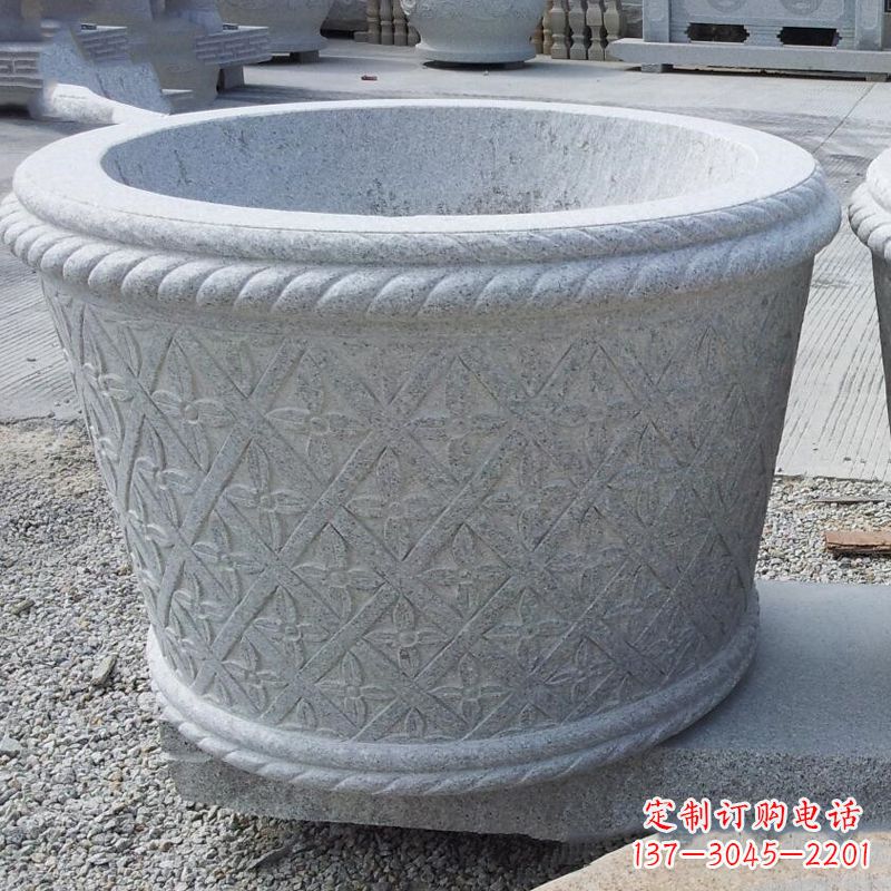 张掖现代石雕花盆雕塑