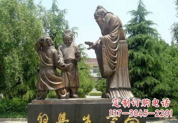 张掖向学生学习的孔子铜雕