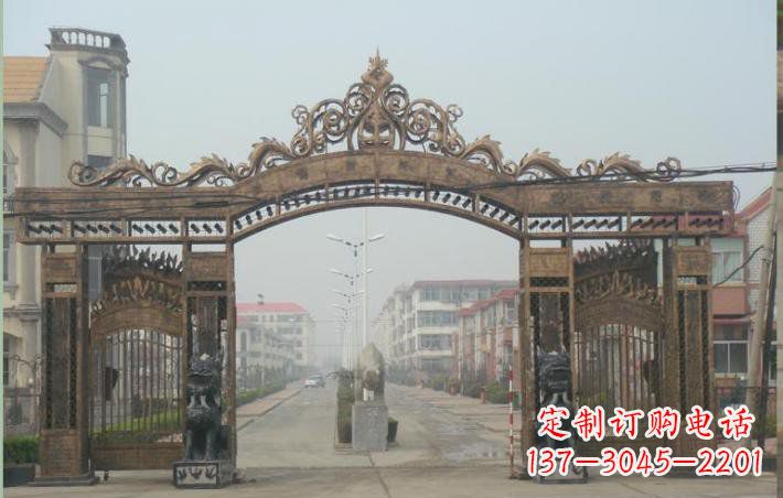 张掖小区不锈钢门口牌坊雕塑