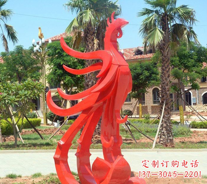 张掖小区抽象不锈钢凤凰雕塑