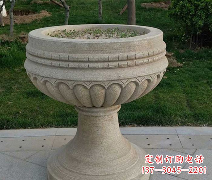 张掖小区大理石花盆摆件石雕