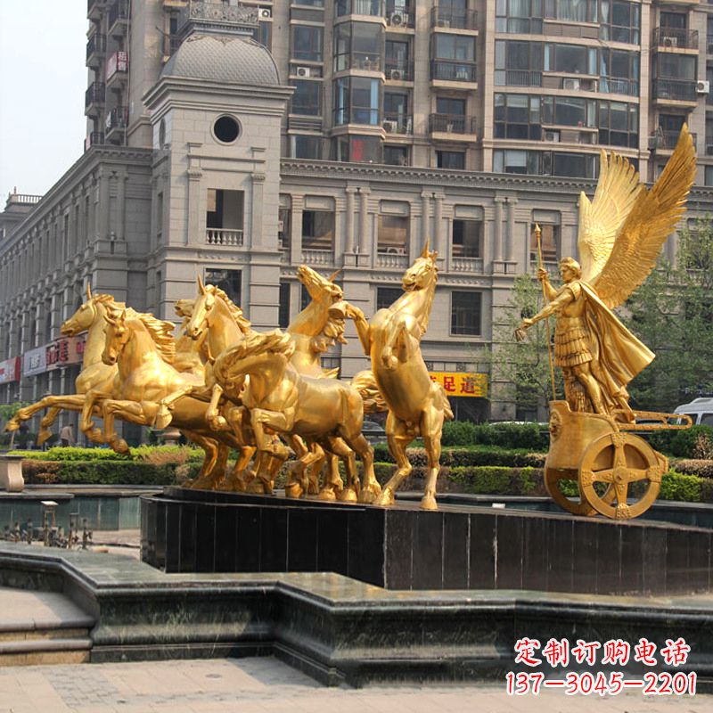 张掖小区大门阿波罗战车鎏金景观铜雕