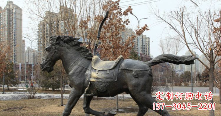 张掖小区动物奔跑的马铜雕
