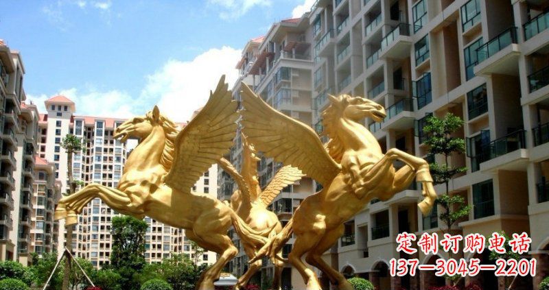 张掖小区飞马动物铜雕