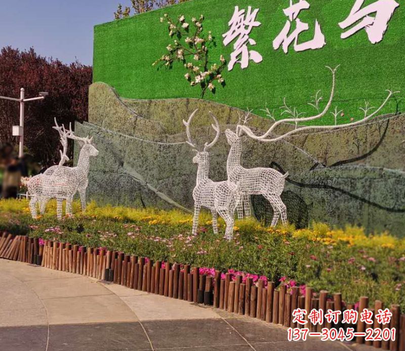 张掖小区景观不锈钢梅花鹿