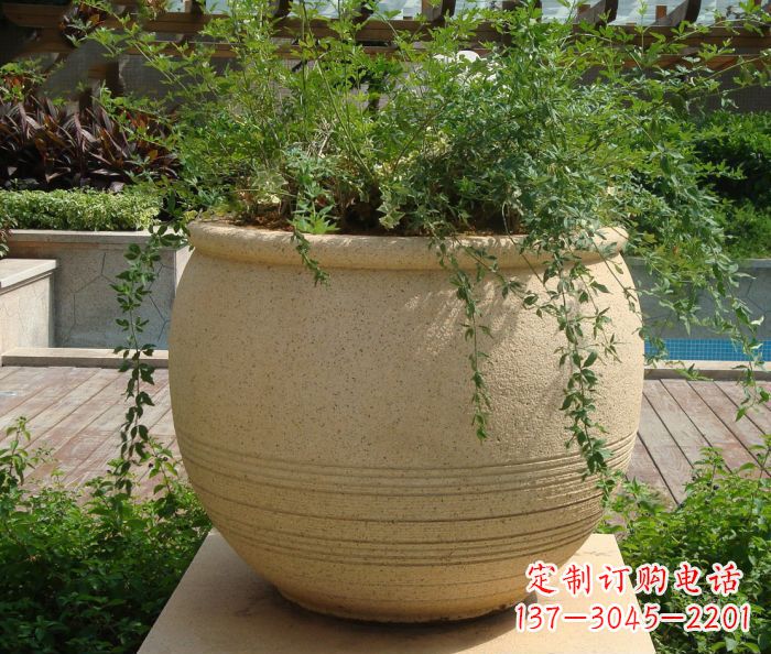 张掖小区景观大理石花盆石雕 (2)