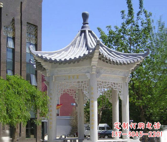 张掖小区景观大理石凉亭