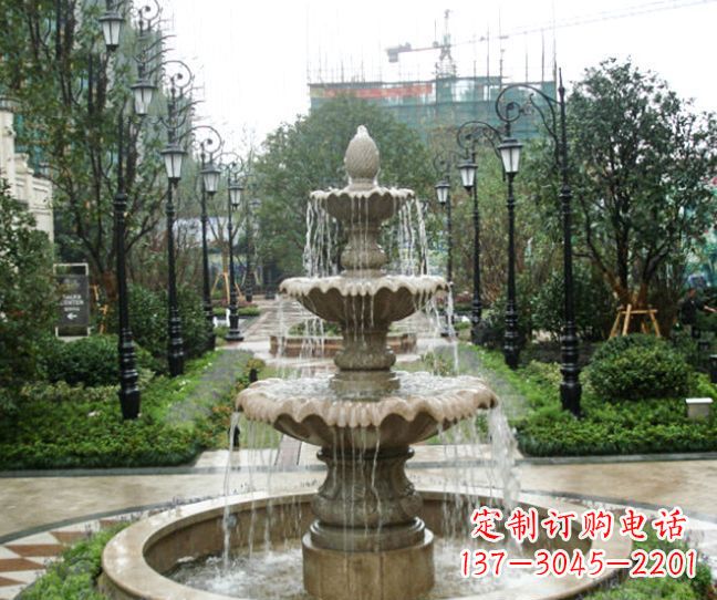 张掖小区景观大理石喷泉石雕 (4)