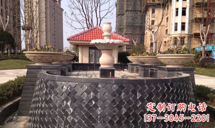 张掖小区景观大理石喷泉石雕 (3)