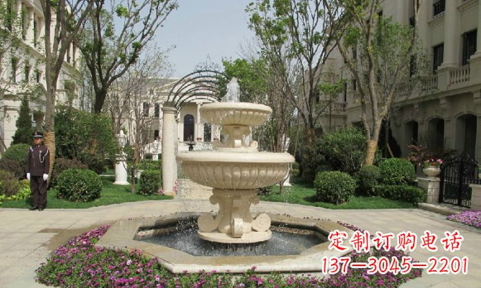 张掖小区景观大理石喷泉石雕 (7)
