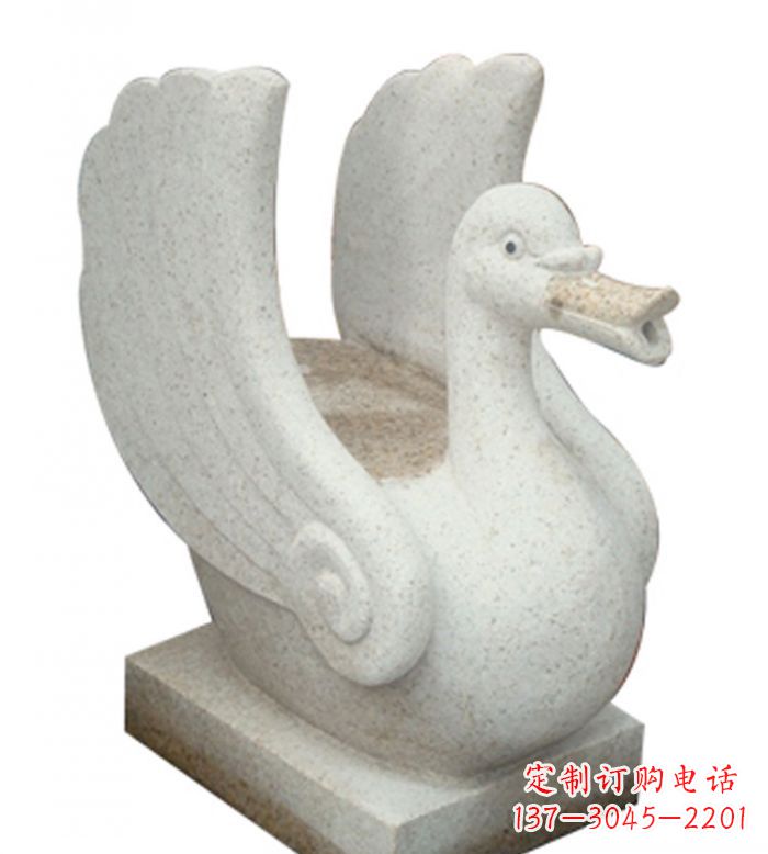 张掖小区景观大理石天鹅喷泉石雕 (2)