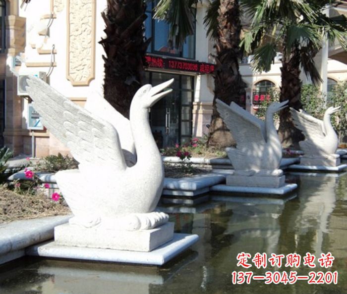 张掖小区景观大理石天鹅喷泉石雕