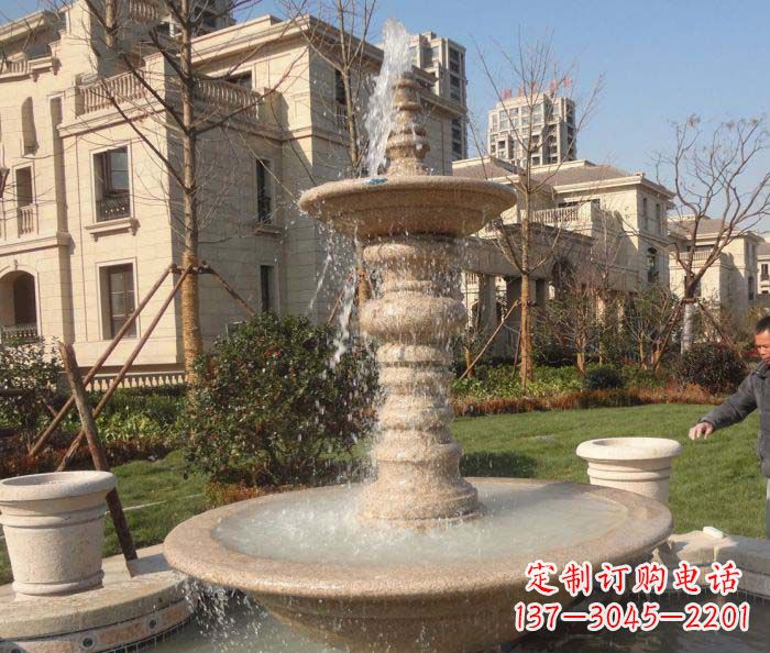 张掖小区景观多层喷泉石雕 (2)