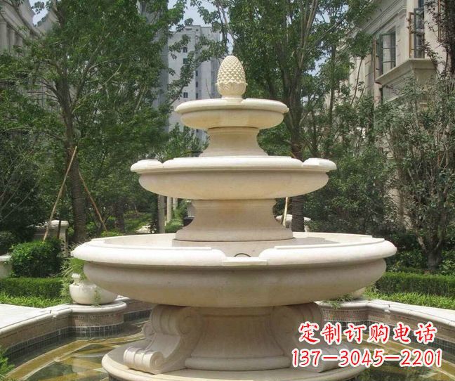 张掖小区景观晚霞红多层喷泉石雕