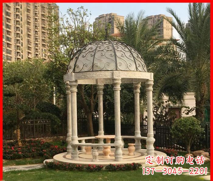 张掖小区欧式圆顶凉亭石雕 (2)