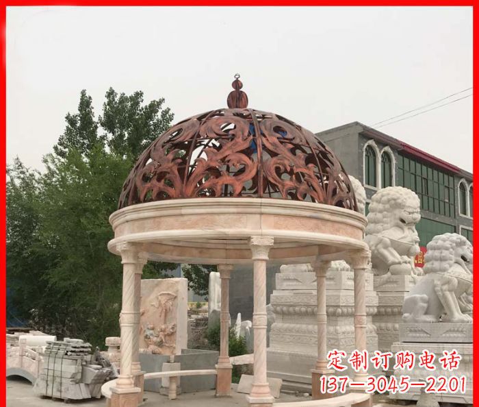 张掖小区欧式圆顶凉亭石雕_1