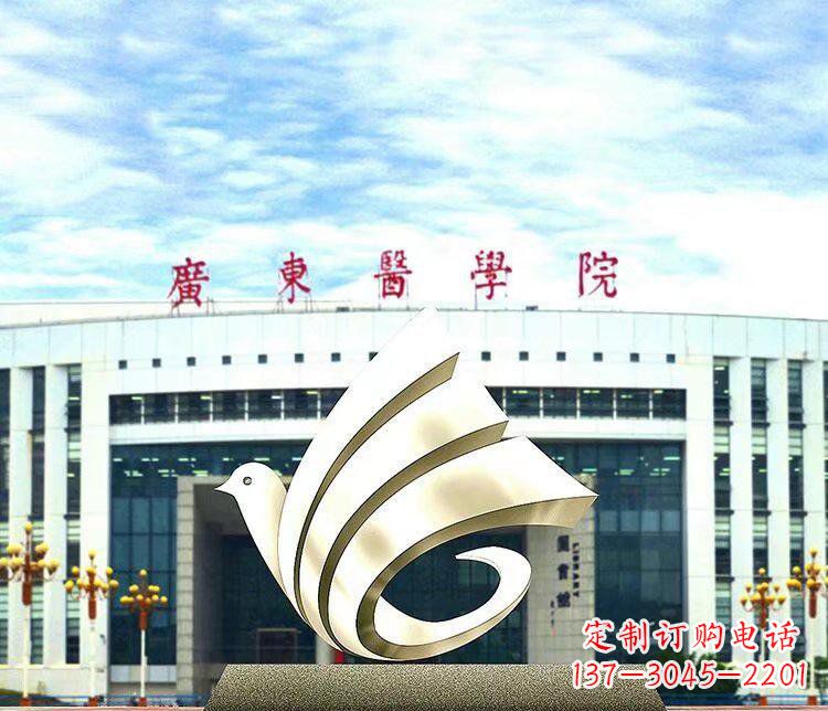 张掖校园不锈钢抽象和平鸽雕塑