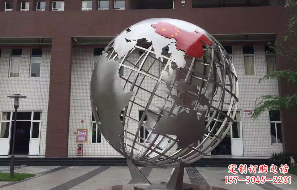 张掖校园不锈钢地球仪雕塑 (4)