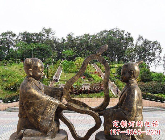 张掖校园抽象孔融让梨铜雕