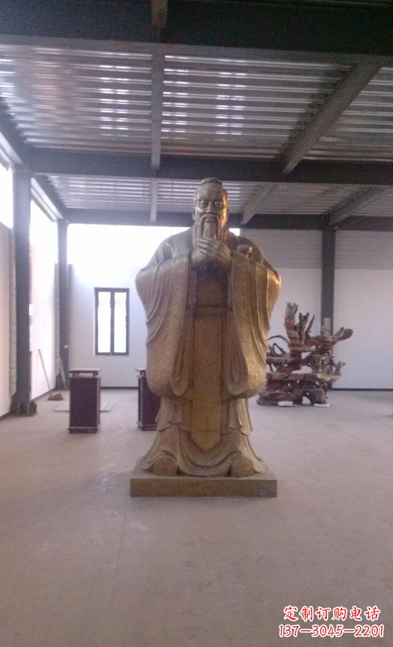 张掖校园仿铜老子玻璃钢名人雕塑