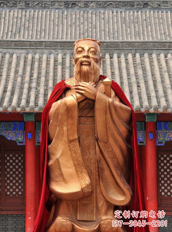 张掖校园古代名人孔子铜雕