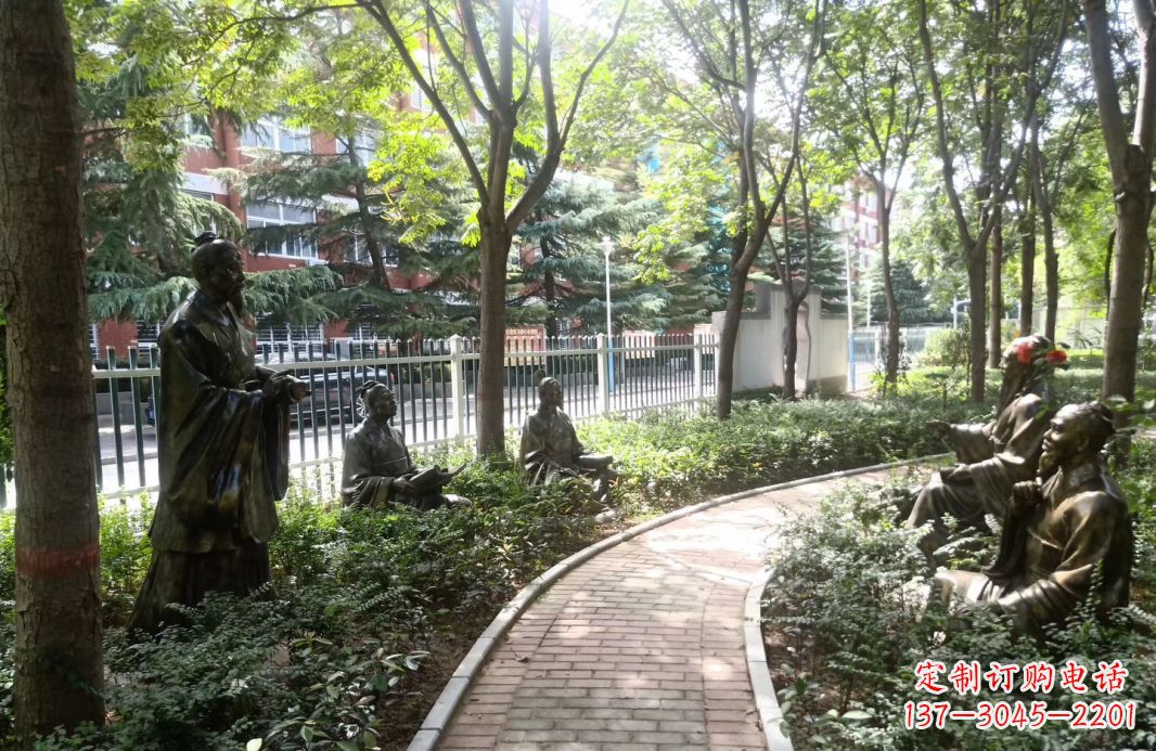 张掖校园古代名人孔子讲学铜雕